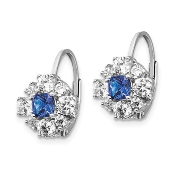 Sterling Silver Created Blue Spinel Earrings - Picture 2 of 3